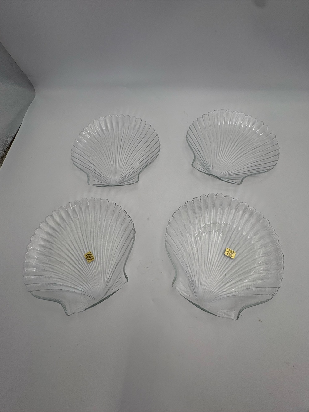 Vintage Arcoroc Clear Glass Shell Dishes - Set of Four
